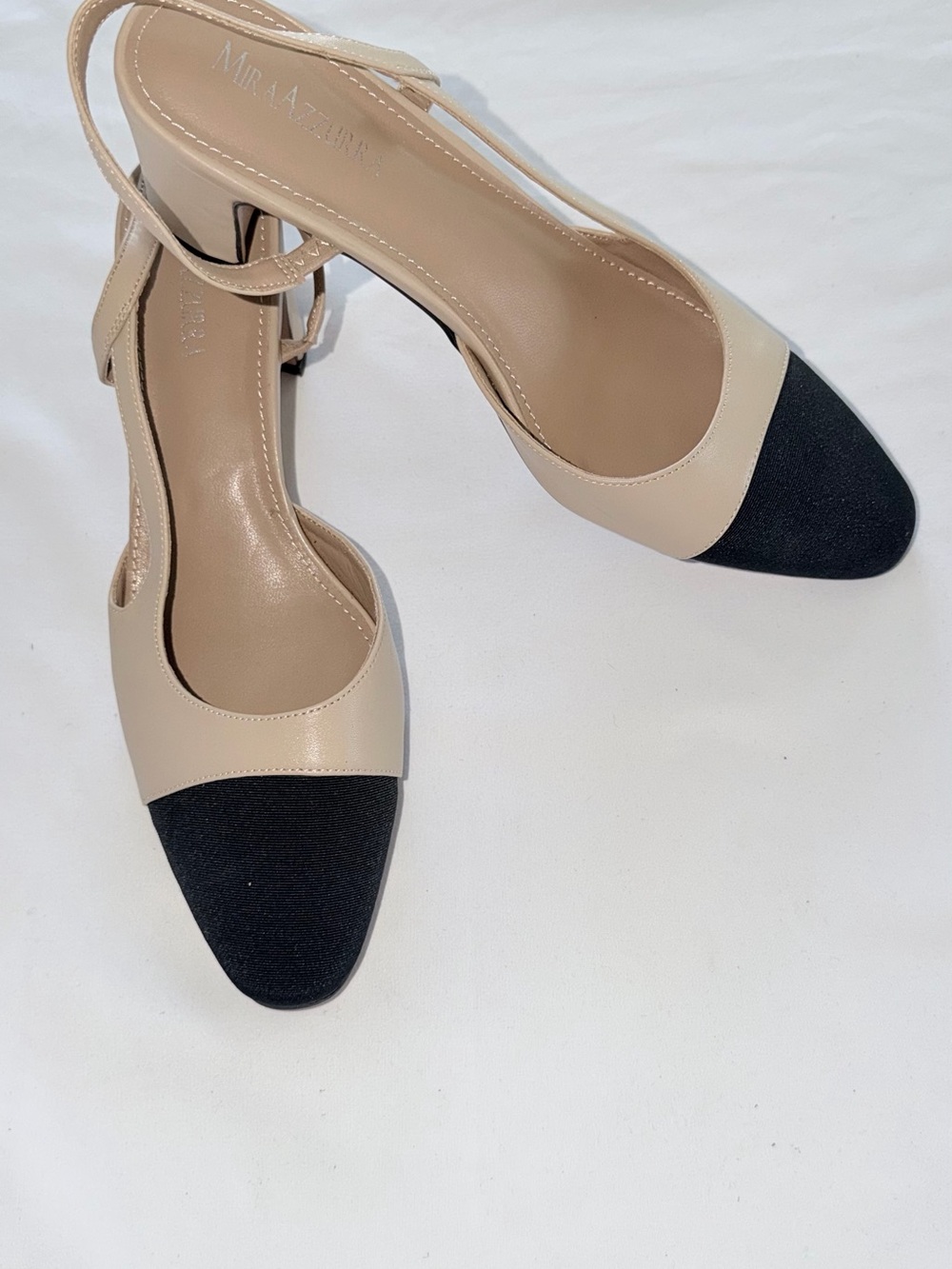 MIRAAZZURRA Women’s Size 9 Classic Slingback two-tone Pumps Black and Tan